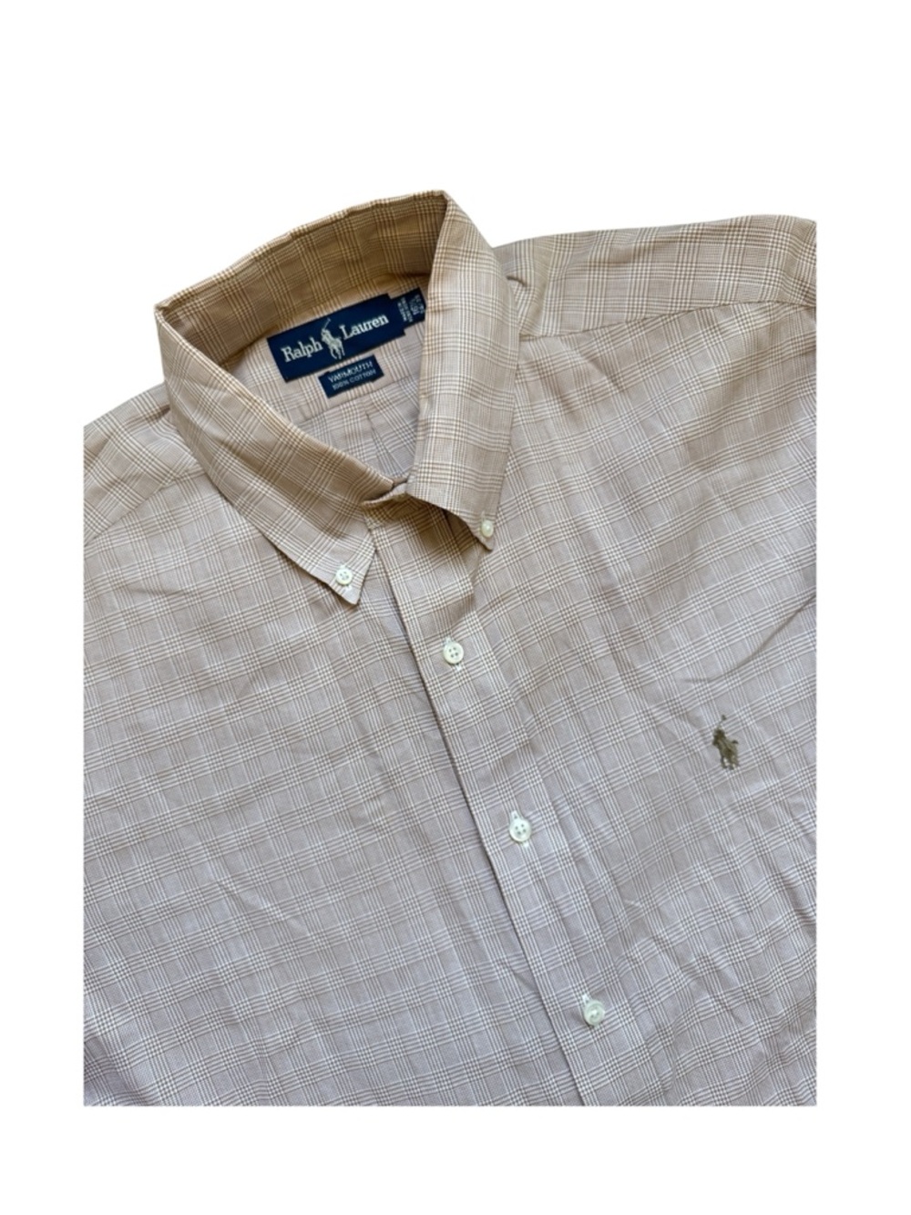 Ralph Lauren Men’s Light Tan Plaid Button-Down Shirt